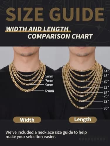 FindChic Men Curb Chain Necklace 18K Gold Plated 9MM Link 16'' | Durable, Stylish & Gold-Like (70-120 chars) thumbnail 6