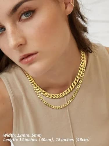 FindChic Men Curb Chain Necklace 18K Gold Plated 9MM Link 16'' | Durable, Stylish & Gold-Like (70-120 chars) thumbnail 7