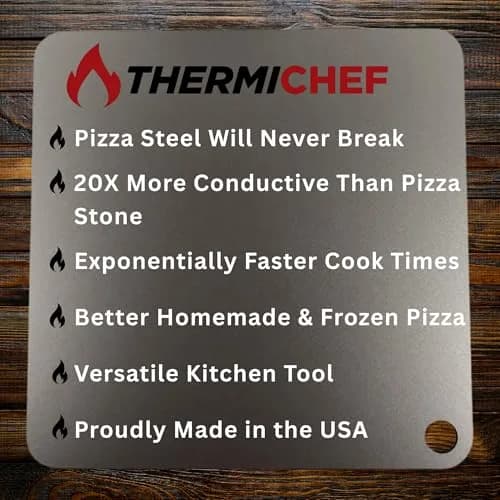 THERMICHEF 14" x 14" Pizza Steel - 3/8" Steel, 9.1kg (20 lbs) | Heavy-Duty Oven & Grill Steel thumbnail 7