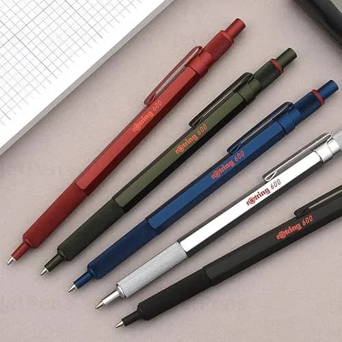 rOtring 600 Ballpoint Pen Blue Barrel, Black Ink, Medium Point 0.7mm | Precision Writing Instrument thumbnail 4