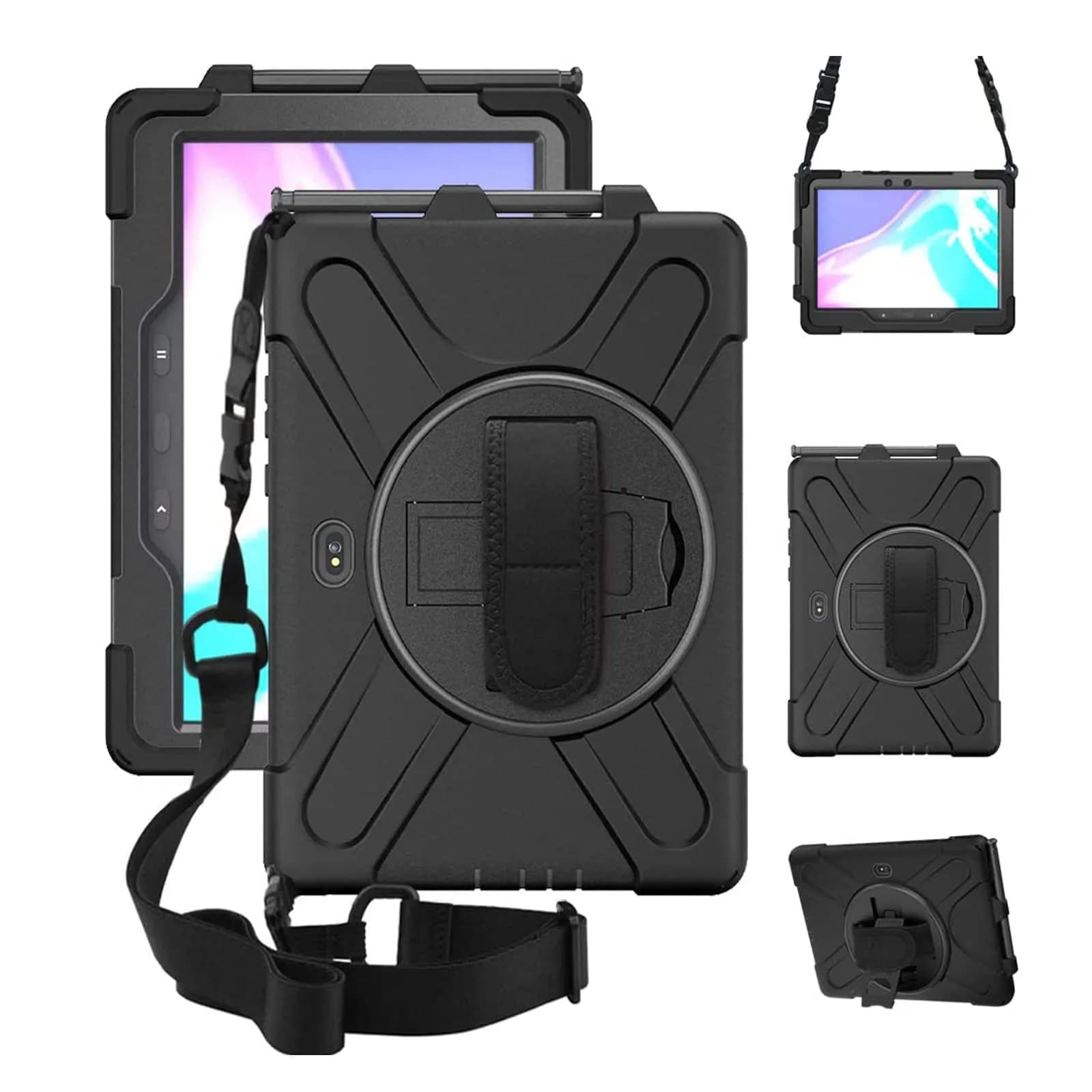 ZenRich Rugged Case for Galaxy Tab Active4 Pro/Active Pro 10.1" (25.7 cm) | Heavy Duty Shockproof Protective Case with S Pen Holder, 360 Rotating Kickstand, Hand Strap & Shoulder Belt — Tab Active4 Pro/Active Pro 2019