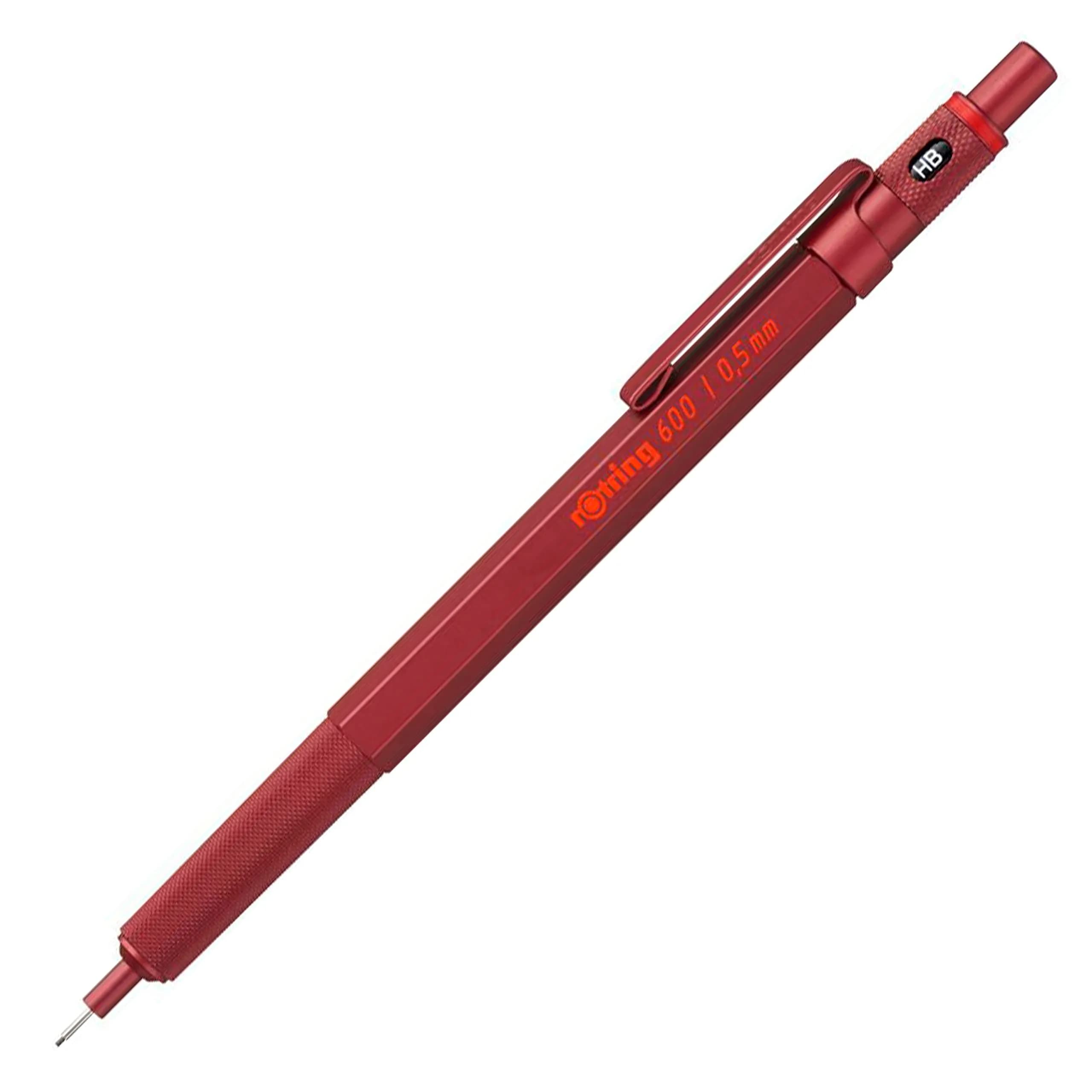 rOtring 600 Mechanical Pencil | HB 0.5 mm | Red All-Metal Body | Hexagonal Barrel | 22g - main product image