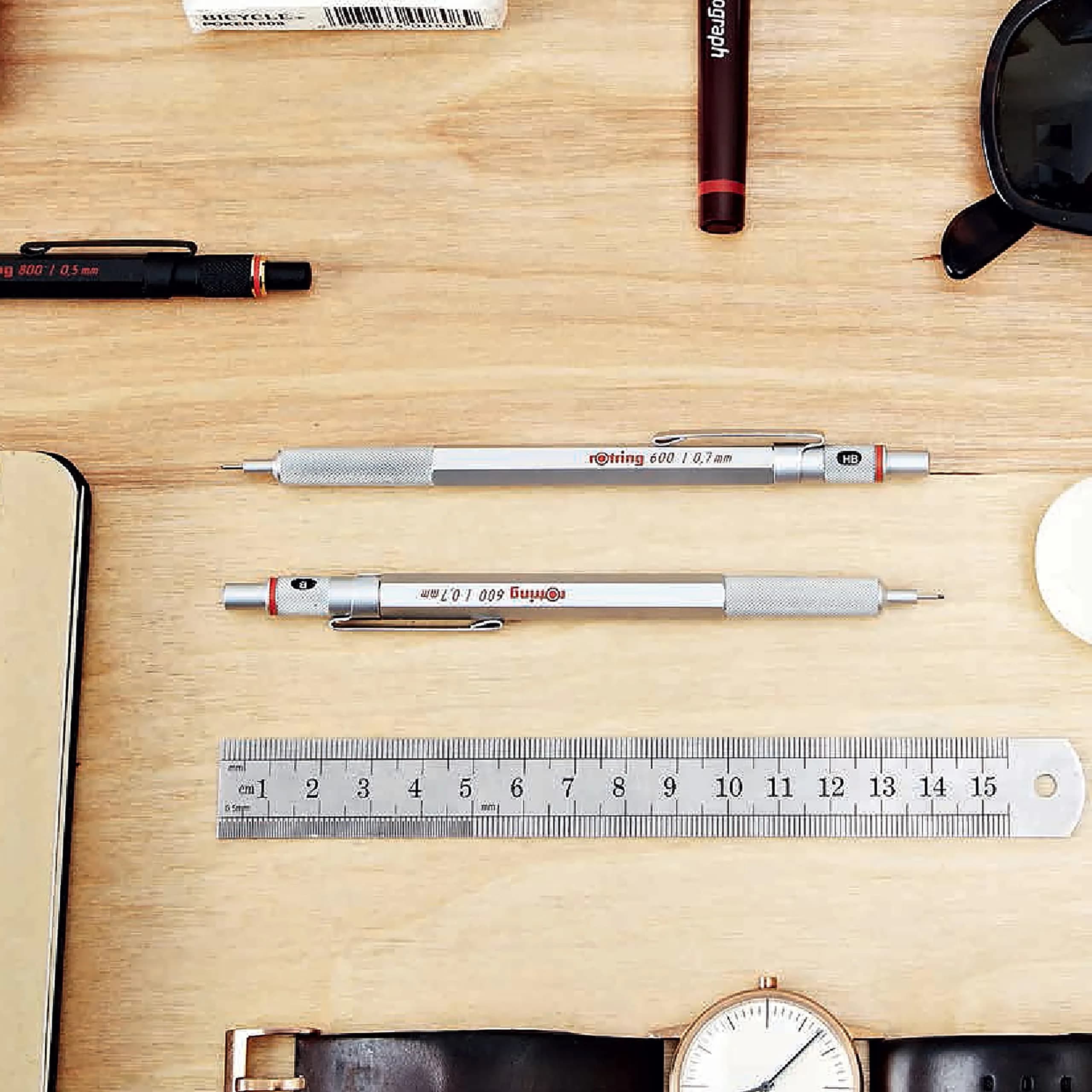 rOtring 600 Mechanical Pencil | HB 0.5 mm | Red All-Metal Body | Hexagonal Barrel | 22g - view 5