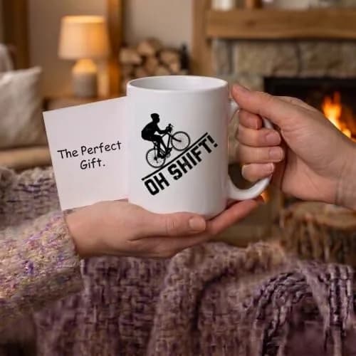 Artisan Owl "Oh Shift!" Cycling Mug 443ml (15 oz) | Funny Bicycle Gear Shift Coffee Cup for Bikers thumbnail 5