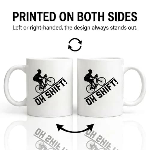 Artisan Owl "Oh Shift!" Cycling Mug 443ml (15 oz) | Funny Bicycle Gear Shift Coffee Cup for Bikers thumbnail 6