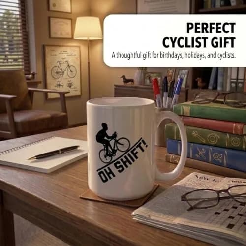 Artisan Owl "Oh Shift!" Cycling Mug 443ml (15 oz) | Funny Bicycle Gear Shift Coffee Cup for Bikers thumbnail 7