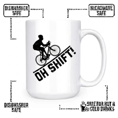 Artisan Owl "Oh Shift!" Cycling Mug 443ml (15 oz) | Funny Bicycle Gear Shift Coffee Cup for Bikers thumbnail 3