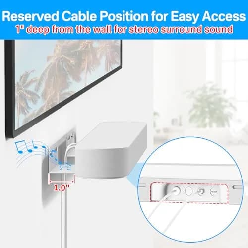 notiela Heavy Duty Wall Mount for Sonos Beam White | Space-Saving Soundbar Bracket thumbnail 5