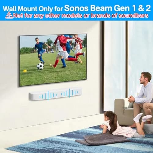 notiela Heavy Duty Wall Mount for Sonos Beam White | Space-Saving Soundbar Bracket thumbnail 2