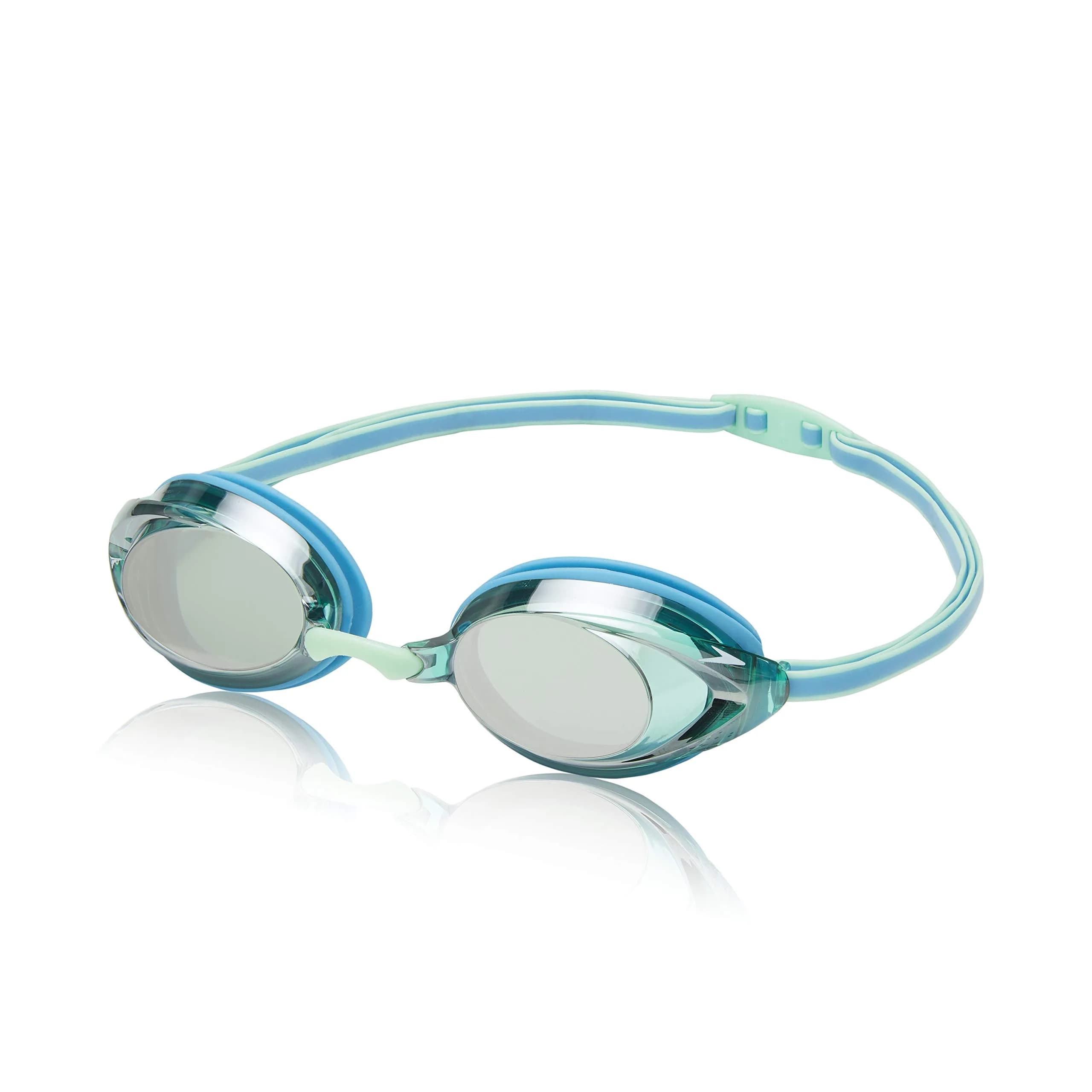 Speedo Women's Mirrored Vanquisher Swim Goggles | Anti-Fog, UV Protection, Panoramic View — 2.0 Blue/Grey