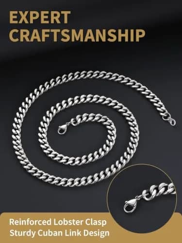 FindChic Cuban Chain for Men & Women 7MM Stainless Steel | Classic Punk Jewelry thumbnail 5