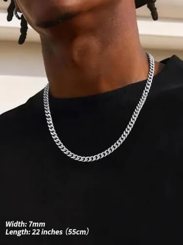 FindChic Cuban Chain for Men & Women 7MM Stainless Steel | Classic Punk Jewelry thumbnail 7