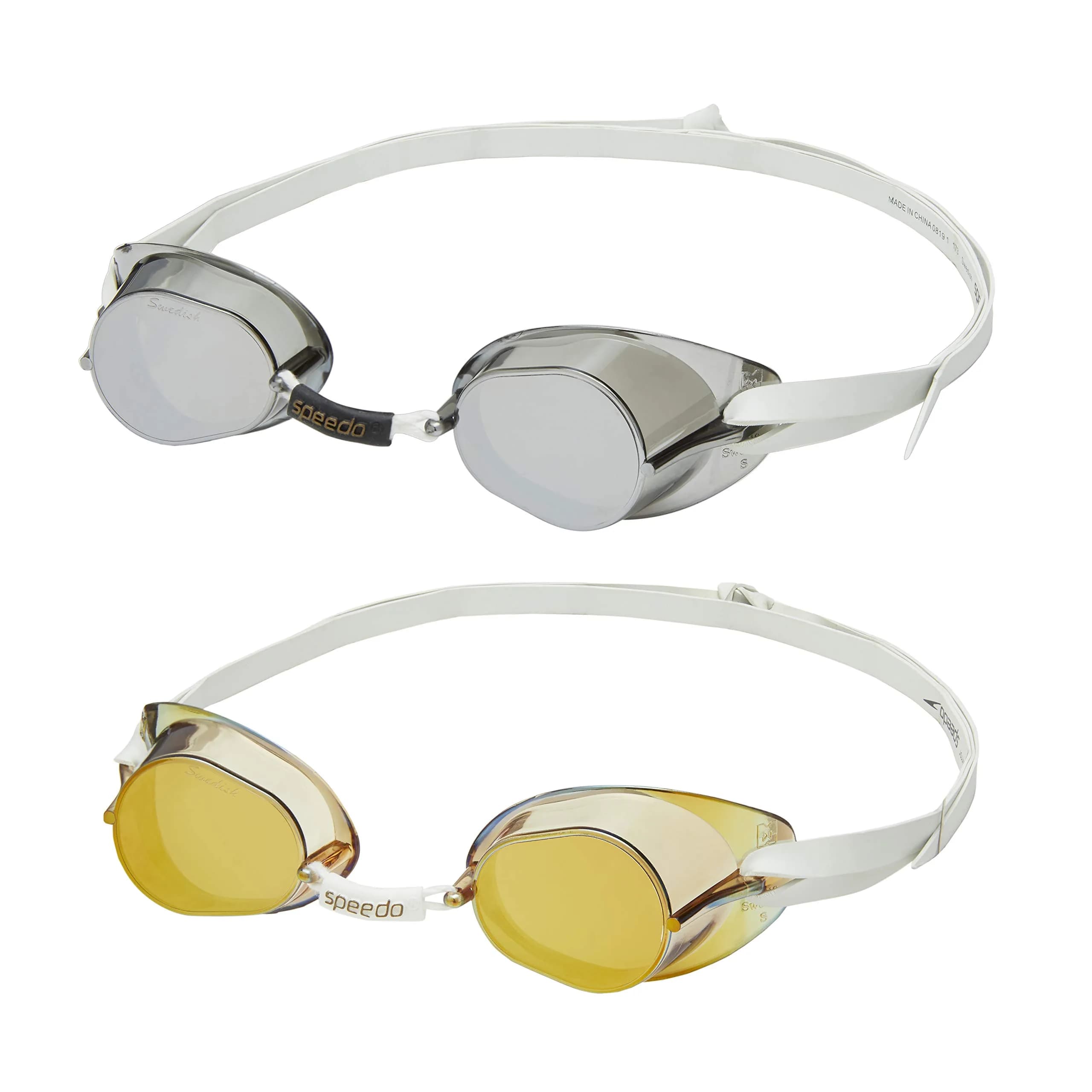 Speedo Unisex-Adult Swim Goggles Swedish | Low-Profile, Mirrored, Anti-Fog, UV — Multi Mirrored