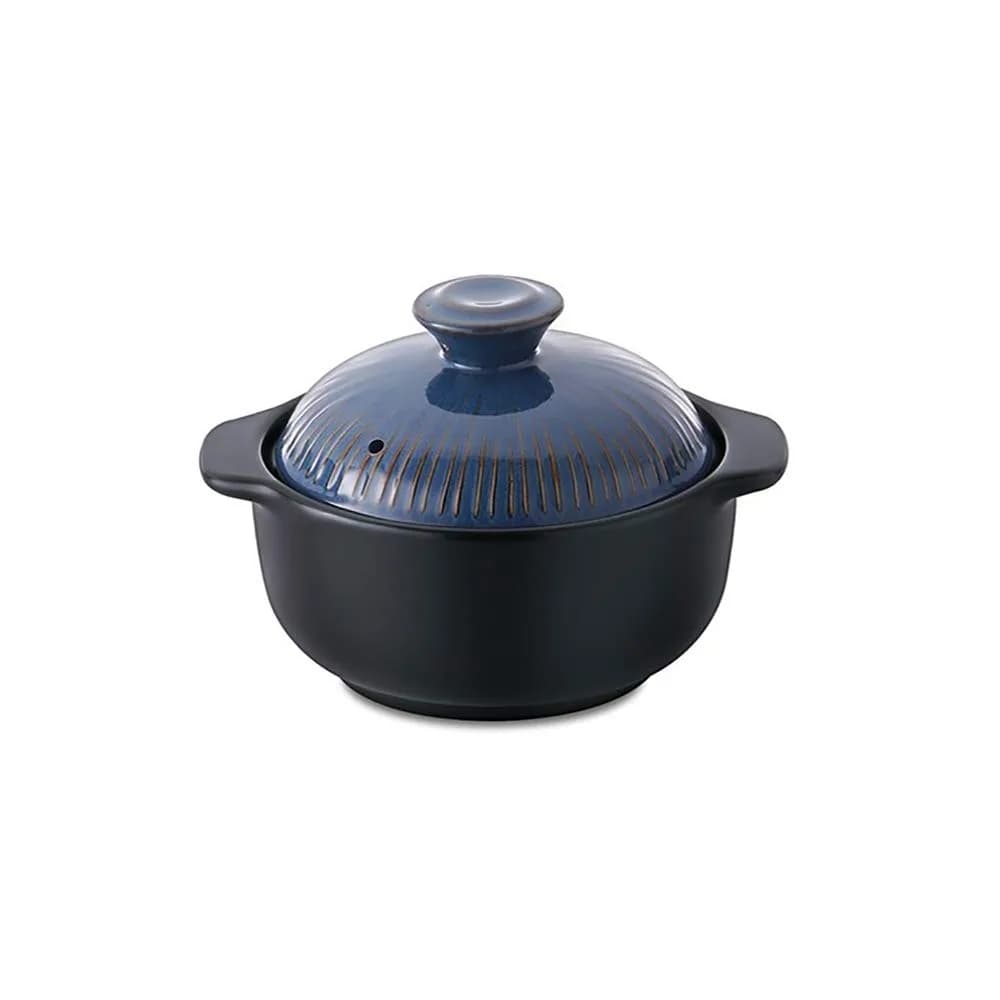 Lucia Natural Glazed Ceramic Porcelain Cookware Hot Pot 600ml | Heat & Water Resistant — 0.6 Quarts