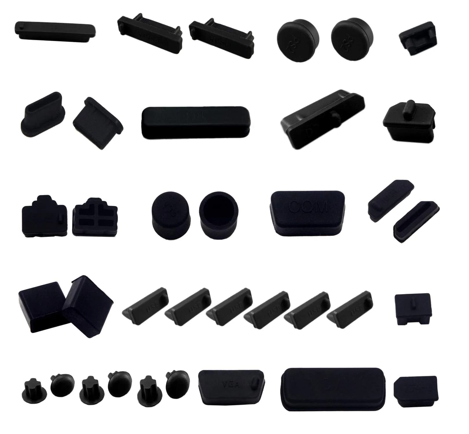 LampVPath 36 Pcs Computer Port Dust Plugs Set | 19 Types Universal Silicone Laptop Port Covers