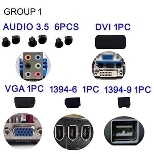LampVPath 36 Pcs Computer Port Dust Plugs Set | 19 Types Universal Silicone Laptop Port Covers thumbnail 2