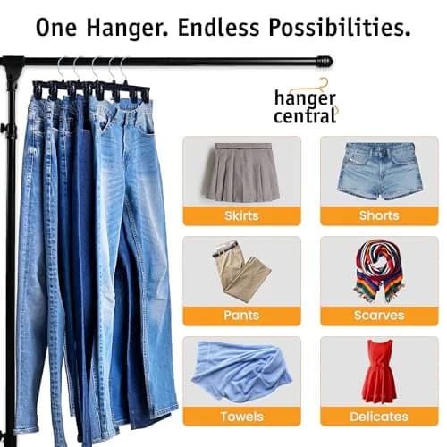 Hanger Central 12 inch 30 Pack Pants Hangers Slim Plastic Black | Space Saving & Heavy Duty thumbnail 6