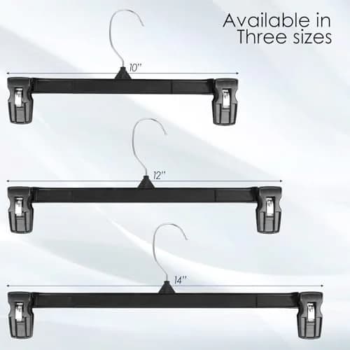 Hanger Central 12 inch 30 Pack Pants Hangers Slim Plastic Black | Space Saving & Heavy Duty thumbnail 8