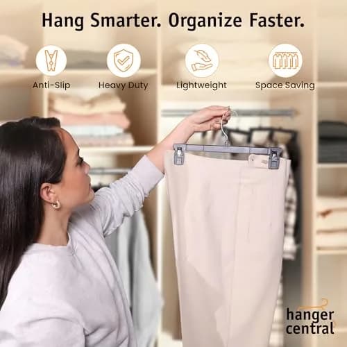 Hanger Central 12 inch 30 Pack Pants Hangers Slim Plastic Black | Space Saving & Heavy Duty thumbnail 2
