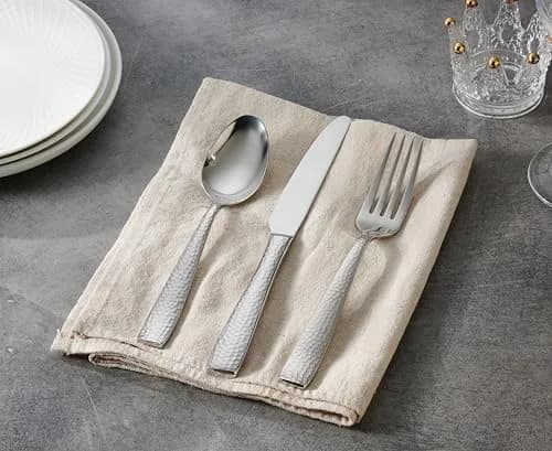 Hudson Essentials 20-Piece Hammered Stainless Steel Flatware Set Service for 4 | Elegant & Durable thumbnail 7