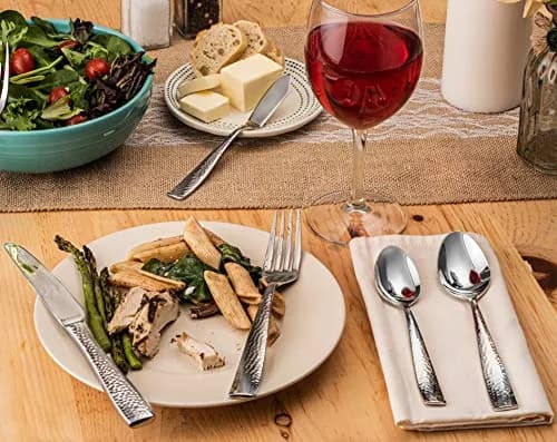 Hudson Essentials 20-Piece Hammered Stainless Steel Flatware Set Service for 4 | Elegant & Durable thumbnail 2