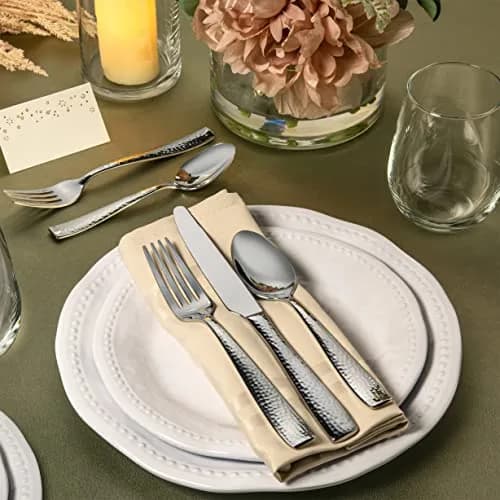 Hudson Essentials 20-Piece Hammered Stainless Steel Flatware Set Service for 4 | Elegant & Durable thumbnail 3