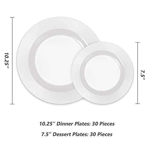 POSATE 60PCS White Disposable Plastic Plates | Heavy Duty Party Plates for Wedding & Events thumbnail 2