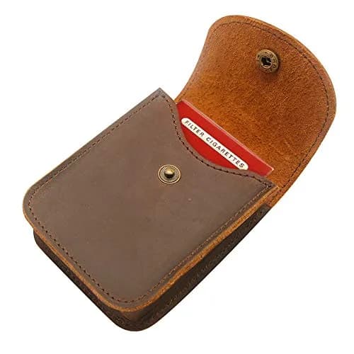 boshiho Playing Card Case, Genuine Leather Deck Card Holder for Magicians Poker Players Camping Trips -Brown | Vintage Style thumbnail 1