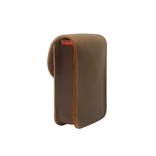 boshiho Playing Card Case, Genuine Leather Deck Card Holder for Magicians Poker Players Camping Trips -Brown | Vintage Style thumbnail 4