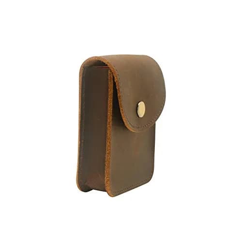 boshiho Playing Card Case, Genuine Leather Deck Card Holder for Magicians Poker Players Camping Trips -Brown | Vintage Style thumbnail 3