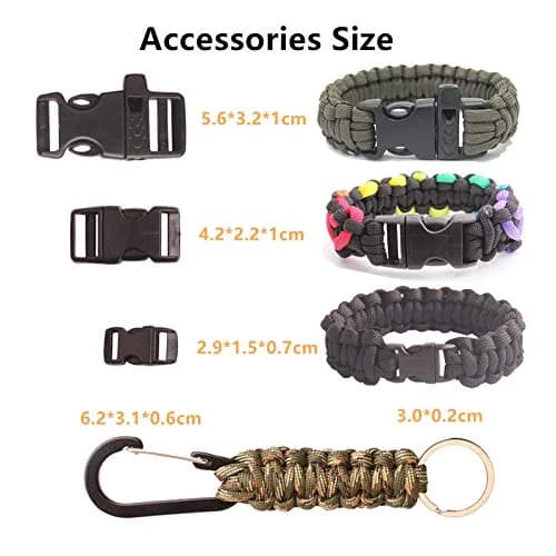 GeGeDa Paracord 550 Bracelet Kit | 100 ft (30.48 m) Nylon Rope with Buckles & Carabiners | DIY Survival Crafting thumbnail 4