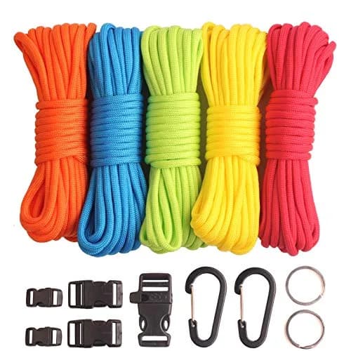GeGeDa Paracord 550 Bracelet Kit | 100 ft (30.48 m) Nylon Rope with Buckles & Carabiners | DIY Survival Crafting thumbnail 1