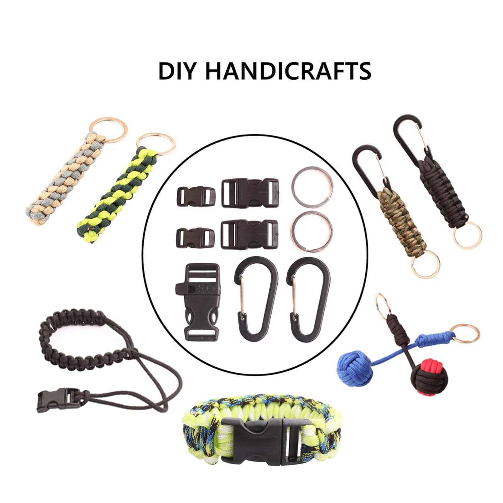 GeGeDa Paracord 550 Bracelet Kit | 100 ft (30.48 m) Nylon Rope with Buckles & Carabiners | DIY Survival Crafting - view 2