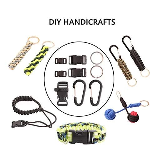 GeGeDa Paracord 550 Bracelet Kit | 100 ft (30.48 m) Nylon Rope with Buckles & Carabiners | DIY Survival Crafting thumbnail 2