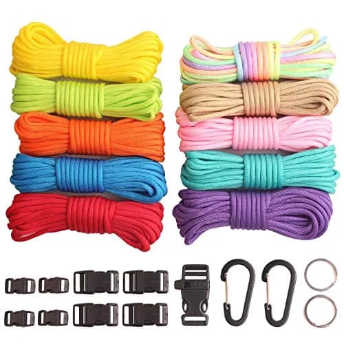 GeGeDa Paracord 550 Bracelet Kit 200 ft (60.96 m) | 550 lb Strength, Includes Buckles & Key Rings thumbnail 1