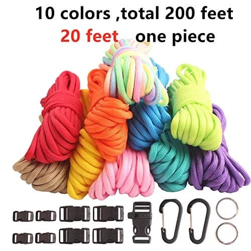 GeGeDa Paracord 550 Bracelet Kit 200 ft (60.96 m) | 550 lb Strength, Includes Buckles & Key Rings thumbnail 3