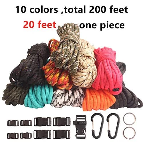 GeGeDa Paracord 550 Bracelet Kit 200 ft (60.96 m) | 550 lb Strength Nylon Rope for Survival & Crafting thumbnail 3