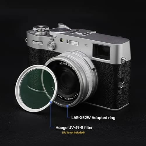 Haoge Silver Camera Lens Filter Adapter Ring for Fujifilm X100V X100VI 49mm | Attaches 49mm Filters & Original Lens Cap thumbnail 5