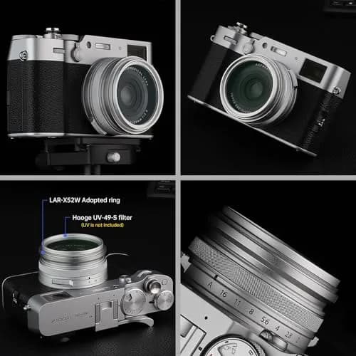 Haoge Silver Camera Lens Filter Adapter Ring for Fujifilm X100V X100VI 49mm | Attaches 49mm Filters & Original Lens Cap thumbnail 6