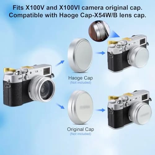 Haoge Silver Camera Lens Filter Adapter Ring for Fujifilm X100V X100VI 49mm | Attaches 49mm Filters & Original Lens Cap thumbnail 7