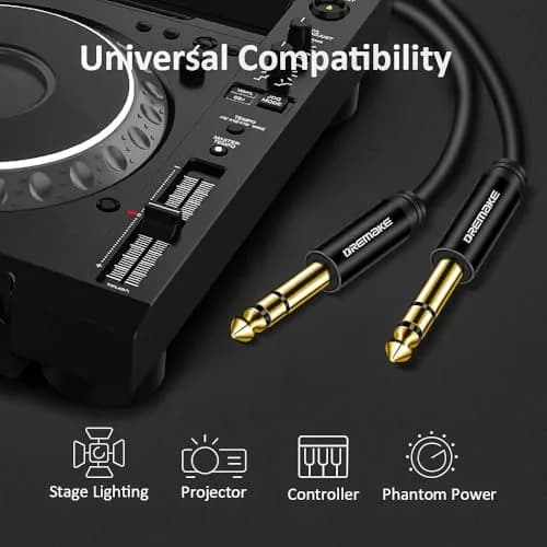 DREMAKE 1/4 Inch to 1/4 Inch TRS Guitar Cable 25FT | Balanced Stereo Audio Cable with Gold Plated Connectors thumbnail 2