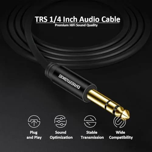 DREMAKE 1/4 Inch to 1/4 Inch TRS Guitar Cable 25FT | Balanced Stereo Audio Cable with Gold Plated Connectors thumbnail 3