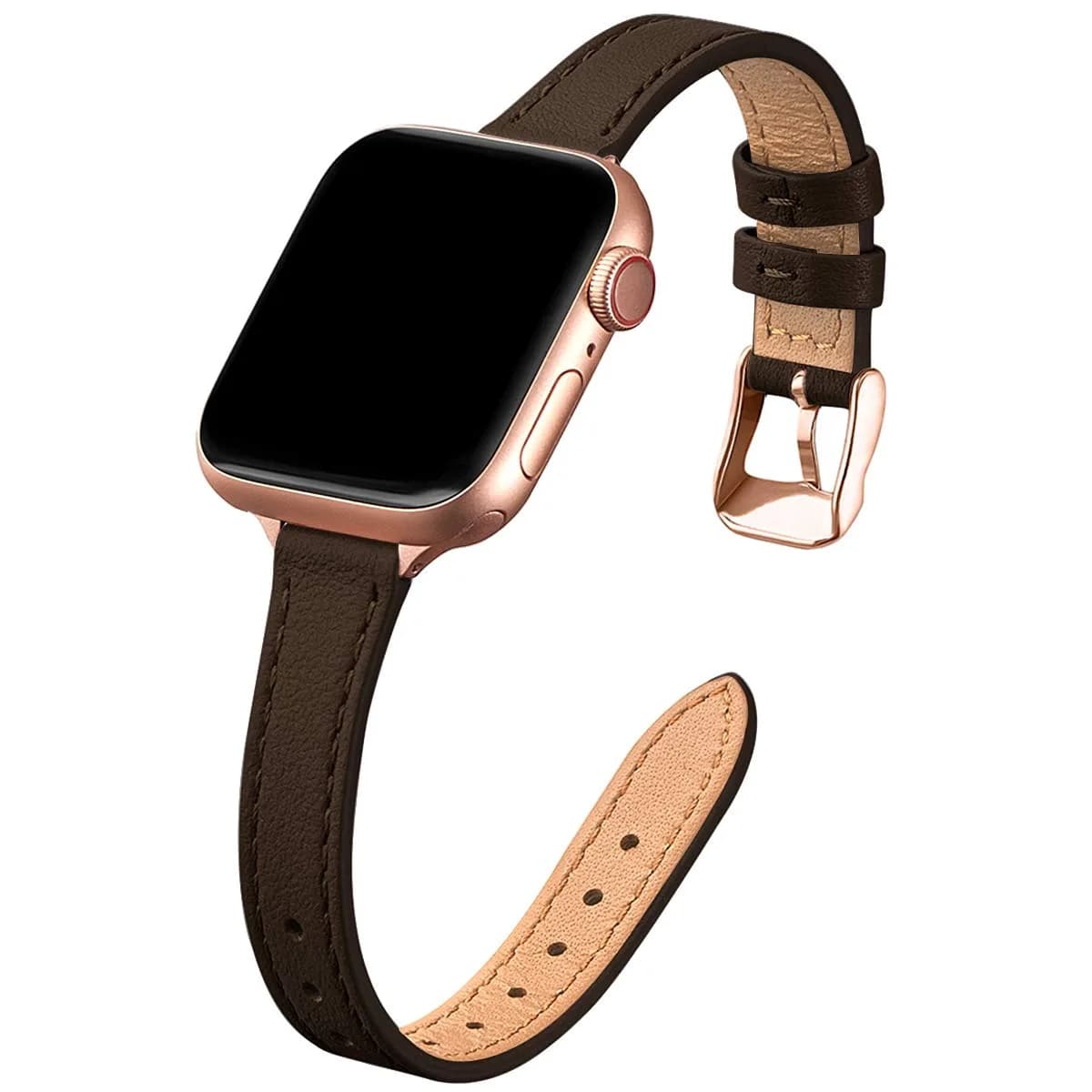 STIROLL Slim Leather Band Compatible with Apple Watch Series 12-1/Ultra 49mm | Elegant Small Wrist Strap