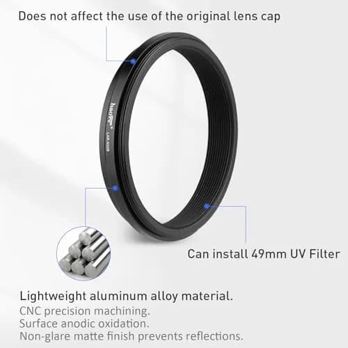 Haoge Black Camera Lens Filter Adapter Ring for Fujifilm X100V X100VI with 49mm Filter Mount thumbnail 7