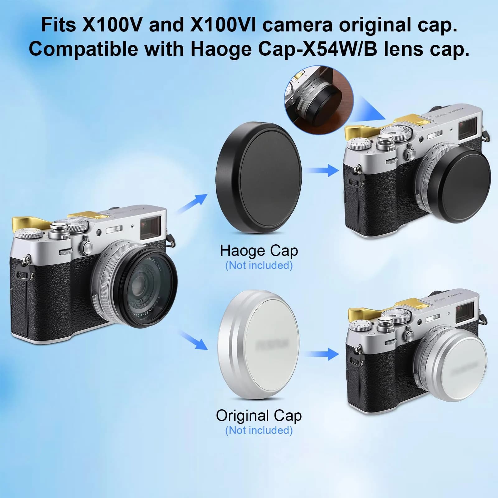 Haoge Black Camera Lens Filter Adapter Ring for Fujifilm X100V X100VI with 49mm Filter Mount - view 9
