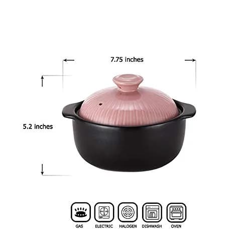 Lucia 1000ml Glazed Ceramic Cookware Hot Pot | Heat & Water Resistant - South Korea thumbnail 2