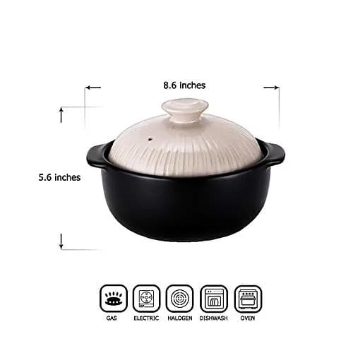 Lucia 1400ml Glazed Ceramic Cookware Hot Pot | Heat & Water Resistant - South Korea thumbnail 2