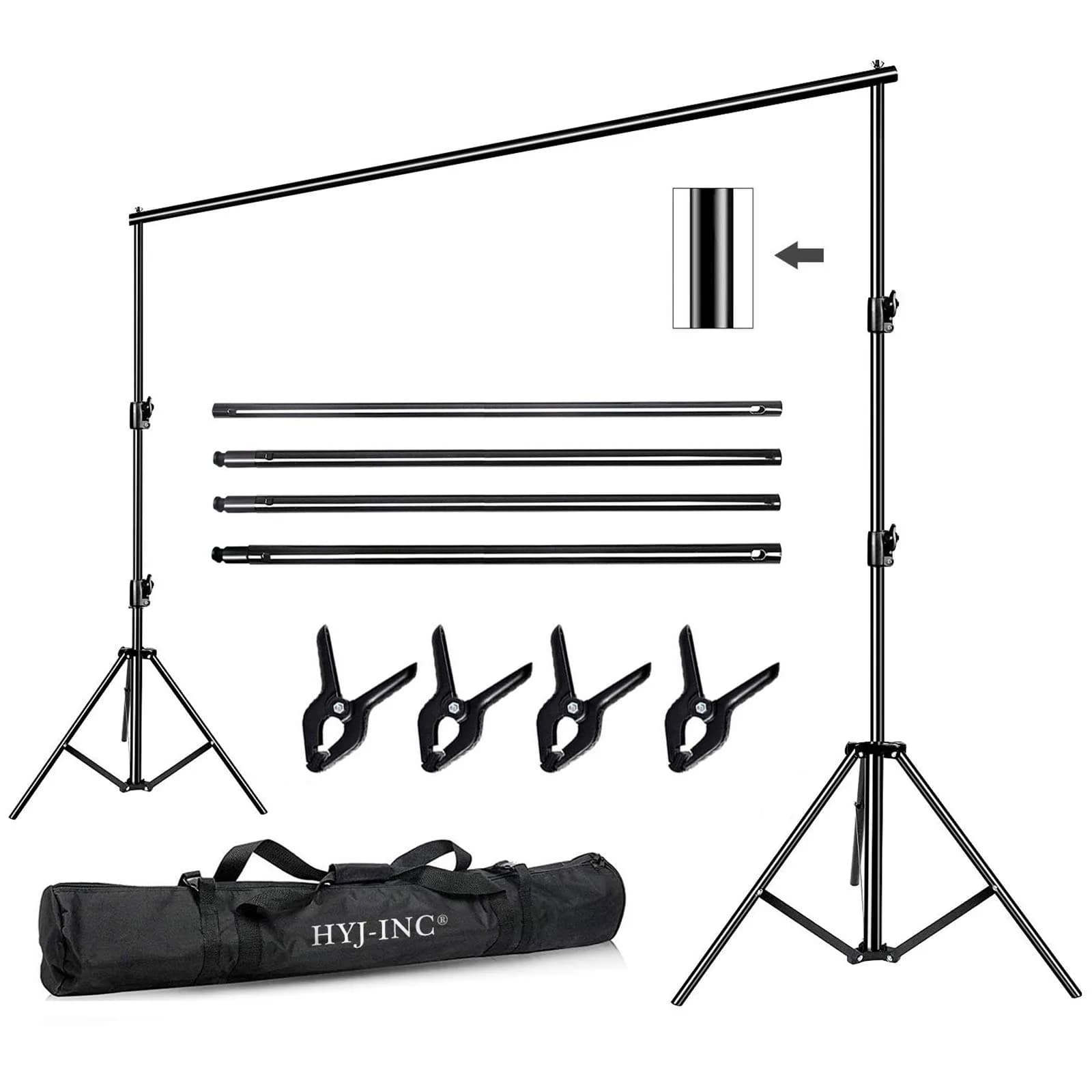HYJ-INC 12ft x 10ft Photo Video Studio Heavy Duty Adjustable Photography Muslin Backdrop Support System Kit with Carry Bag 12ft x 10ft