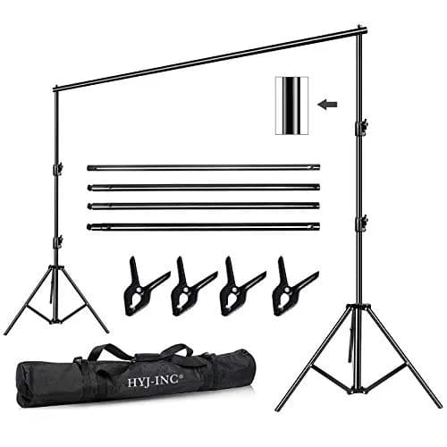 HYJ-INC 12ft x 10ft Photo Video Studio Heavy Duty Adjustable Photography Muslin Backdrop Support System Kit with Carry Bag 12ft x 10ft thumbnail 1
