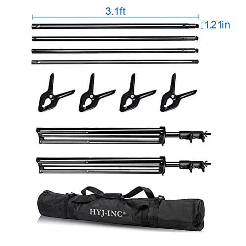 HYJ-INC 12ft x 10ft Photo Video Studio Heavy Duty Adjustable Photography Muslin Backdrop Support System Kit with Carry Bag 12ft x 10ft thumbnail 2